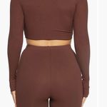 Naked Wardrobe NWOT  Brown Ribbed Leggings Photo 7