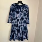 Anthropologie  Saturday Sunday Sweater Blue Tie-Dye Swing Dress 3/4 Sleeve Size S Photo 2