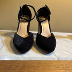 Soludos  Heels Anthropologie Heels 9.5 Black The Colette Pump Velvet Wooden Block Photo 2