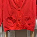 Buttons Red/Orange Cotton Cardigan with Big and Small Pockets Photo 5