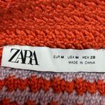 ZARA  Women's Orange Crochet Knitted Pattern Mini Straight Pencil Skirt Size M Photo 3