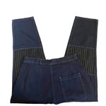 Free People Sandrine Rose x Pants Size 27 NWT French Worker Blue/Black Pinstripe Photo 2