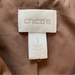 Chico's Tan Faux Leather Jacquard Mixed Media Moto Jacket Southwestern Sz Medium Photo 11