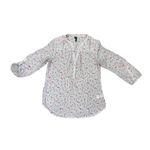 Maurice's Maurice’s White V-Neck Sheer Blouse Multicolor Feather Pattern Size XS Photo 10