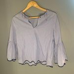 ZARA blue stripe scalloped hem bell sleeve top Photo 9