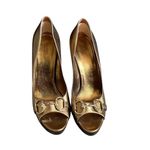 Gucci Authentic Metallic Gold Horsebit Platform Heels size 9.5 Photo 1