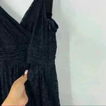 DKNY  Donna Karan Black Lace V Neck Pleated Fit Flare Formal Dress Women’s Size 8 Photo 6