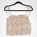 VERO MODA NWT Henna Tie Shoulder Smocked Floral Crop Top Women Birch Lilja SZ L Photo 0