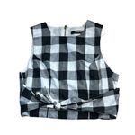 Sugar Lips Sugar + Lips Black and White Check Sleeveless Tie Front Cropped Blouse NWT Photo 0