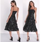 Lulus Glamour Garden Black 3D Floral Embroidered Midi Dress Size XS Photo 1