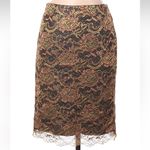 Trina Turk Gold Lace Sequin Scallop Pencil Skirt Size 2 XS Formal Party Vintage Photo 1