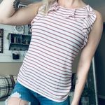 Loft striped ruffle neck business casual tank top blouse Photo 0