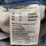 American Eagle Mom Jeans 12 Stretch Distressed Destroyed Chewed Hem Light Wash Photo 7
