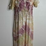 Passports Pier One Imports Vintage Tie Dye Jumpsuit wide leg medium 90s boho Pink Photo 0