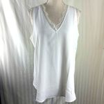 Lezmore White Lace Trim Sleeveless Tank Top Women’s Size Medium Photo 1