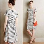 Maeve Anthropologie  Abstract Stripe Dress navy and white - Small Photo 1