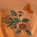 Las Olas Vintage  Orange Butterfly Appliqué Button Down Size M Photo 1