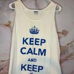 Gildan  White Tank Top with Blue Print Keep Calm and Keep it Taylor Photo 0