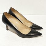 Manolo Blahnik  Black Leather BB 90 Pointed Toe Pumps Size 37/7 Photo 2
