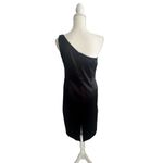 David Meister Black Satin One Shoulder Cocktail Dress Size 8 Photo 1