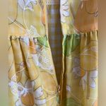 VINTAGE 60s 70s Yellow Floral Prairie Maxi Dress Puff Sleeve Square Neck Daisy S Photo 9