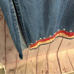 Vintage Stunning denim maxi dress size XL cotton flag embroidery rare boho Blue Photo 6