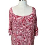 Umgee Dress Off Shoulder Bell Sleeve Red Paisley Floral 2XL Boho Peasant Holiday Photo 2