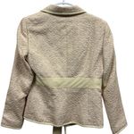 Adrianna Papell  Cream Pearl Embellished Floral Textured Tie Belted Jacket Size 8 Photo 3
