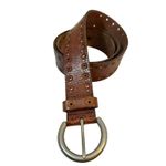 Fossil Vintage  Genuine Leather Tooled Eyelets and Studs Belt Brown Photo 0