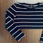 Forever 21  Black & White Striped Soft Long-Sleeve Dressy Sweather Crop Top Photo 6
