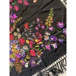 Vintage KASHMIR Scarf 100% Reine Wolle Handdruckt fringe MIT Viscose Fransen Photo 6