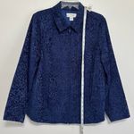 C.J. Banks Blue on Blue Raised Floral Design Full Zip Jacket Size XL Photo 2
