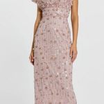 Mac Duggal  94117 Pink Cap Sleeve Column Midi Dress With Floral Beading Photo 0