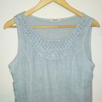 Lungo L'Arno Linen Sleeveless Shift Dress-Small-Lattice Yoke-Pockets-Sage Green Photo 2