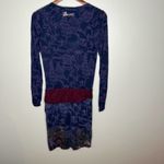 Desigual  Fabiola dress long sleeve maroon tie waist v-neck pattern v-neck small Photo 7