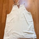 T Tahari  women’s cream Layered Halter Sleeveless tie back blouse Top size medium Photo 4