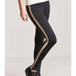 Forever 21 Black Metallic Gold Stripe Stirrup Pants Size L NWT Photo 7