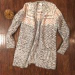 Retrology Cardigan Sweater Long Sleeve Feather Knit Pink Gray Cream Heather Med Photo 0
