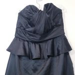 AMSALE Satin Peplum Strapless Long Gown Evening Dress Sweetheart Neckline Black Size 8 Photo 3