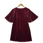 Modcloth  Dress Womens Medium Red Black Striped V Neck Flutter Sleeve Velvet Photo 2