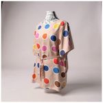 Joy Joy  Women's Polka Dot Twist-Front Pleated Dress. Multi-Color. Medium Photo 4