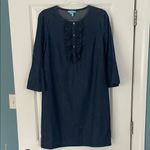 Draper James Chambray Ruffle Shift Dress Size 10 EUC Photo 3