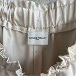 Claudie Pierlot Wide Leg Trousers Pants with Smocked Waist Band Satin Beige 38 Gold Size 6 Photo 5