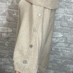 White House | Black Market Cream Poncho Sweater with Fold-Over Collar Photo 2