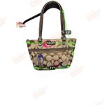 Coach Y2K  21188 Signature C Poppy Khaki Multicolor Logo Canvas Leather Trim Bag Photo 12