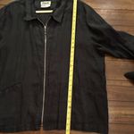 Flax  Black 100% Linen Front Zip Lightweight Jacket Blazer Size Large Photo 3