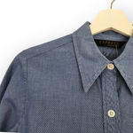 EXPRESS Vintage 90s Blue Pinstripe Office Siren Button Down Shirt S Photo 1