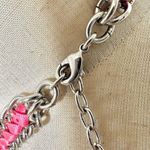 Loft Ann Taylor Rhinestone Pink Orange Summer neon silver necklace Photo 4