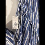 Old Navy Wrap Maxi Dress Womens 4X Blue Striped Puff Sleeve Side Tie Vacation Photo 4
