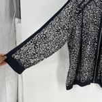 Black & White Avenue Sheer Bomber Jacket Womens 26/28 (3X) Black White Leopard Print Full Zip Photo 5